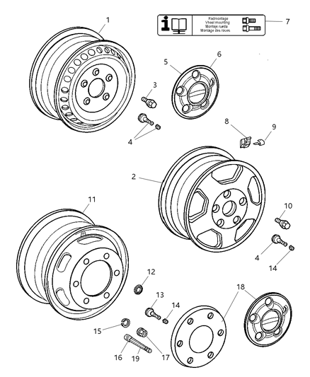 2005 Dodge Sprinter 3500 Stem Wheel Valve Diagram for 5103628AA