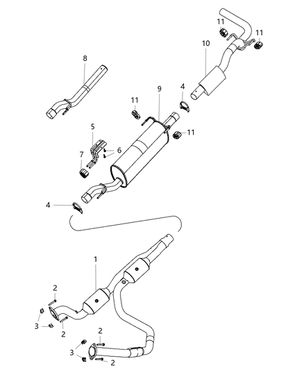2006 Dodge Stratus Resonator And Tailpipe Exhaust Diagram for 68188677AD