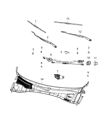 1987 Dodge B350 Blade Front Wiper, Driver Side Diagram for 5182439AA