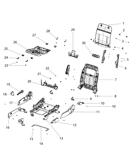 2011 Jeep Compass Frame Front Seat Back Diagram for 68065748AA