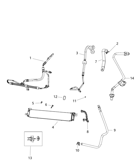 Hose Power Steering Return Power Steering Gear To Reservoir Diagram for 52124655AB