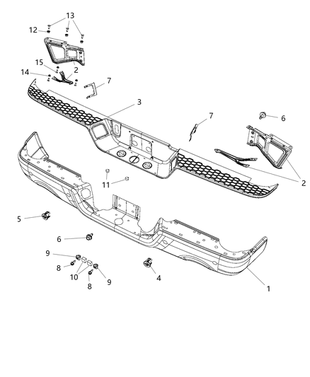 2011 Jeep Patriot Step Pad Rear Bumper Diagram for 68316596AA