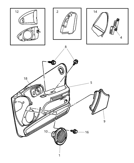 1997 Chrysler Town & Country Bracket Speaker Enclosure, Outer Diagram for 4628883AB