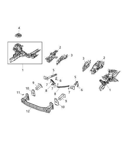 Beam Front Bumper Diagram for 68243667AA