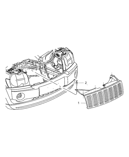 1996 Jeep Grand Cherokee Grille Radiator Diagram for 55156975AC