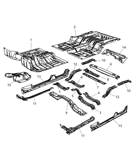 2024 Jeep Grand Wagoneer L Crossmember Rear Seat Diagram for 55395762AB