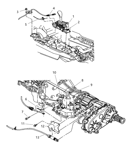Cable Gearshift Control Diagram for 52109781AA