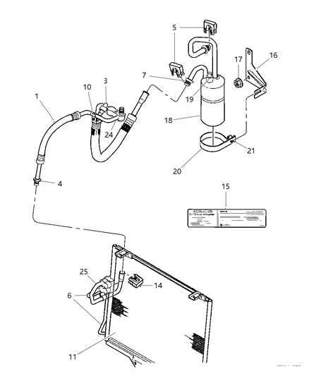 1988 Jeep Grand Wagoneer Tube A/C Liquid Line Diagram for 55036732