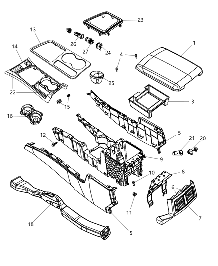 Mat Floor Console Diagram for 68066742AA