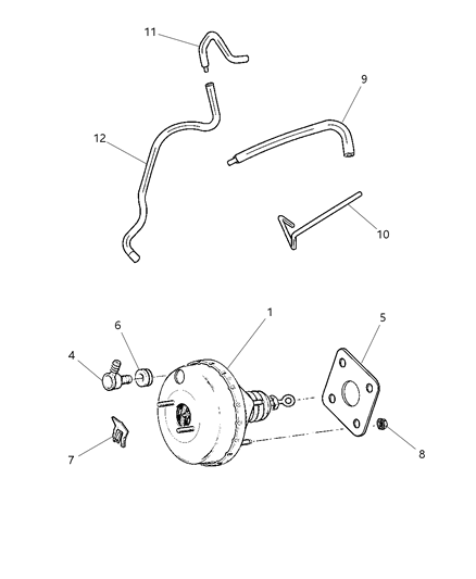 1988 Dodge 600 Hose Brake Booster Vacuum Diagram for 5273135AB