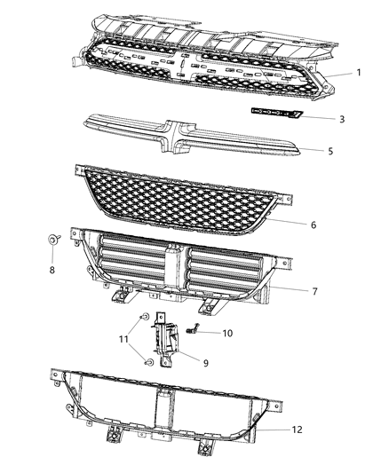 Grille Active Shutter Diagram for 68282157AA