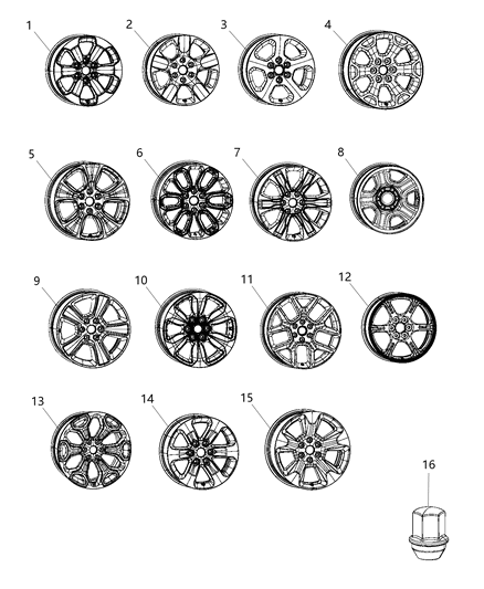 1993 Dodge Ramcharger Wheel Aluminum Diagram for 5YD591AUAA