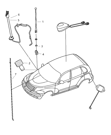 2022 Dodge Durango Antenna Base Cable And Bracket Diagram for 4671904AD