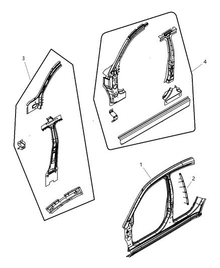 1985 Dodge D250 Panel Bodyside Aperture Inner Diagram for 5008726AC