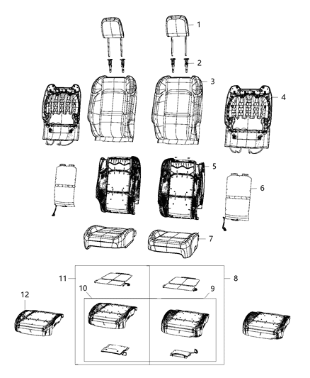 2005 Chrysler PT Cruiser Cover Front Seat Back Diagram for 6ZH50TX7AB