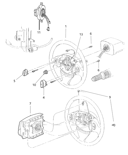 1998 Dodge Stratus Air Bag Driver, Driver Side Diagram for PJ42LAZAC