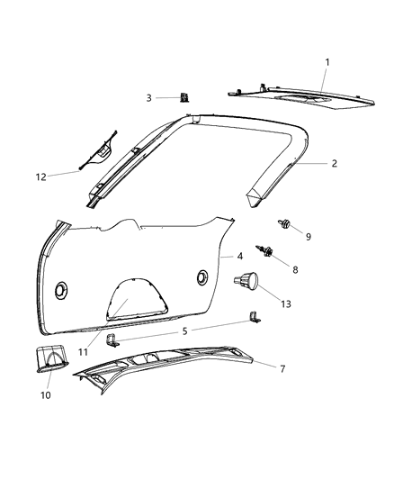 Lamp Cargo Part Serviced With #4 Diagram for 5023881AD
