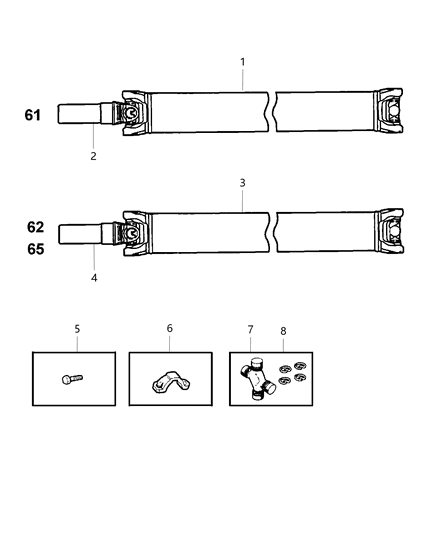 1999 Dodge Ram 1500 Universal Joint Kit Diagram for GR504575