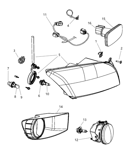 Clip Headlamp Mounting Diagram for 68082500AA