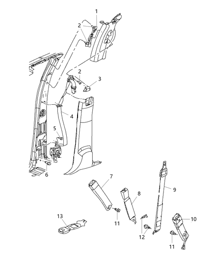 2011 Ram 2500 Seat Belt Front Outer Diagram for 5KS791DVAA
