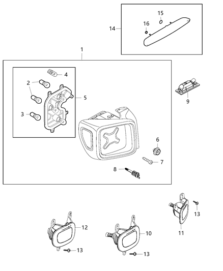 Lamp Tail Diagram for 68309112AA