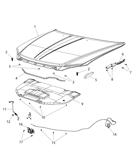 1992 Dodge D250 Hood Diagram for 5008923AJ