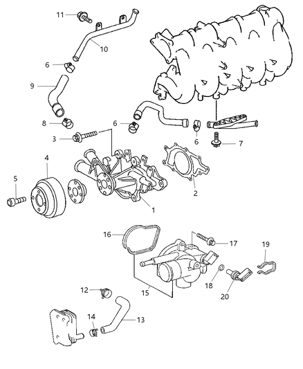 2015 Ram ProMaster 3500 Gasket Water Pump Diagram for 5137502AA