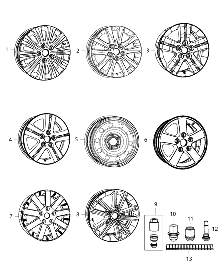 Wheel Aluminum Diagram for 5LN63DX8AB