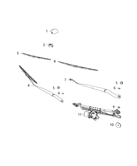 Motor Kit Windshield Wiper Diagram for 68028446AB