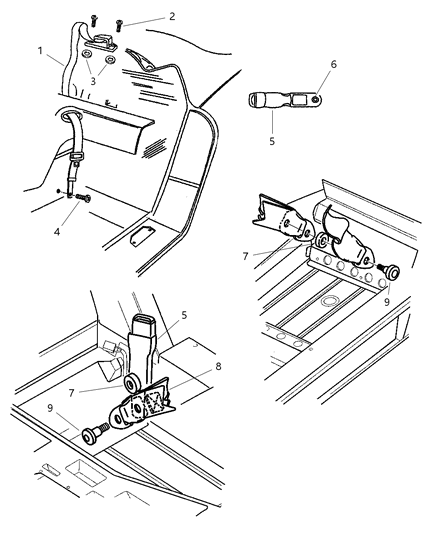 Spacer, Seat Belt Retainer To Frame 1992-93 Diagram for 4708494