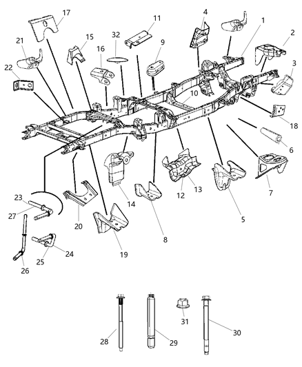 2003 Dodge Sprinter 3500 Bracket Spring Rear Diagram for 68055240AA