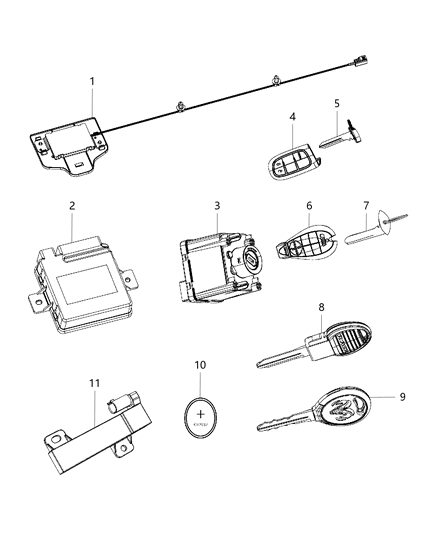 2013 Ram 3500 Key Blank Sentry With Chip Diagram for 68093106AA