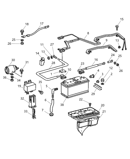 Reservoir, Vacuum (Serviced In Battery Tray-4716740) Diagram for VU01205