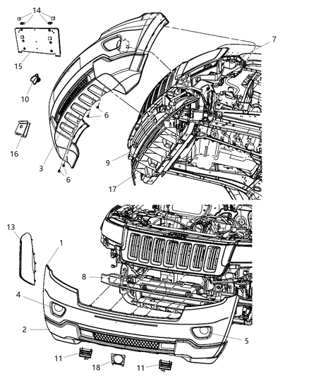 Beam Front Bumper Diagram for 5182507AA