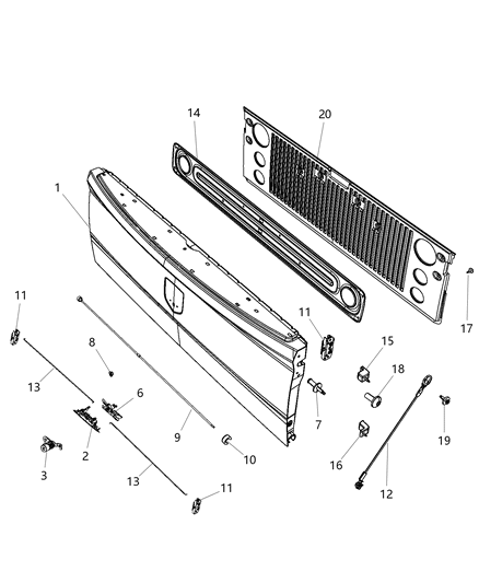 Cable Tailgate Diagram for 68054864AC
