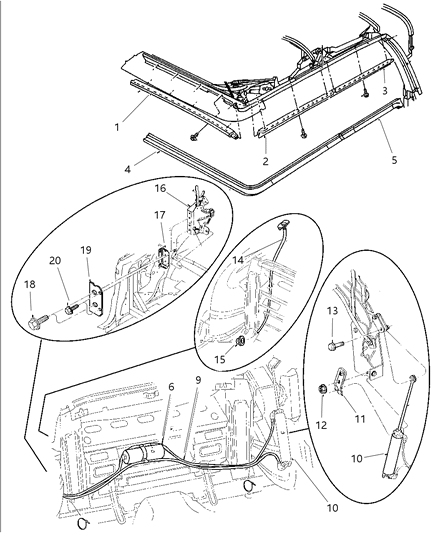 1999 Chrysler Sebring Hose Folding Top Pump Motor Diagram for 5010040AA