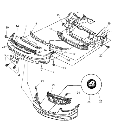 Medallion Grille Diagram for 4857187AA
