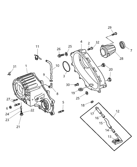 Dowel Transfer Case Diagram for 5086335AA