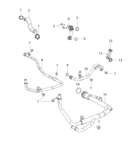 2010 Jeep Commander Hose Coolant Diagram for 68253365AA