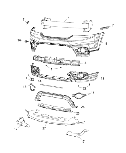 Applique Fascia Diagram for 68225714AB