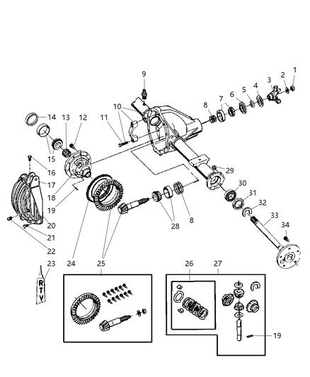 2004 Dodge Ram 1500 Gear Kit Ring And Pinion Diagram for 5137576AA
