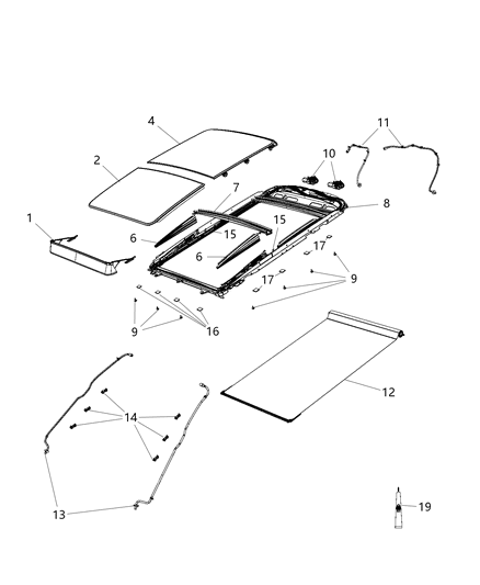 2007 Jeep Commander Sunshade Sunroof Diagram for 6TJ09DX9AB