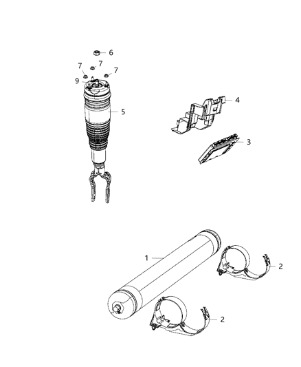 Spring And Shock Assembly Air Suspension Diagram for 68253207AB