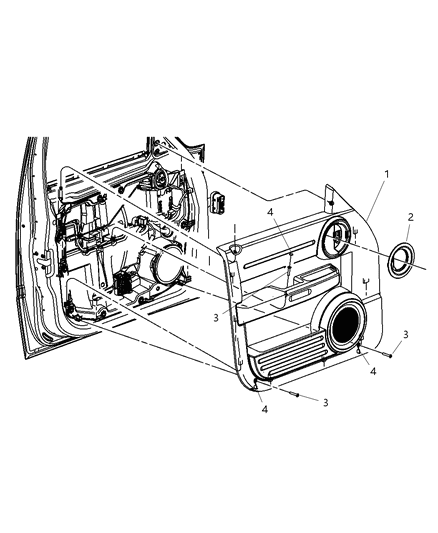1988 Dodge Aries Bezel Remote Handle Diagram for 1CL74XDVAC