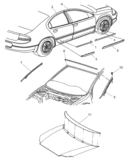 Molding Windshield Reveal Diagram for 4574592AE