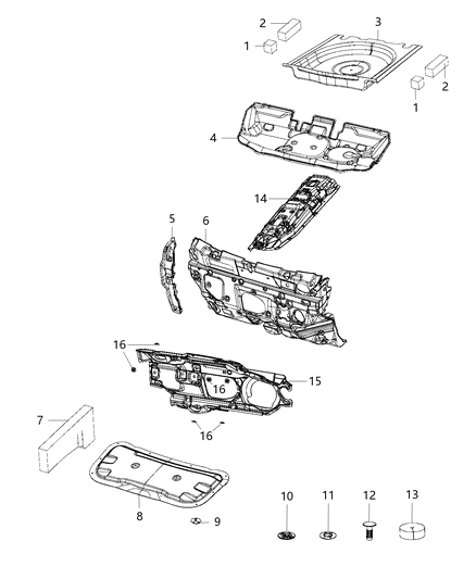 2008 Jeep Commander Nut Spring Tunnel Silencer To Underbody Diagram for 6513142AA