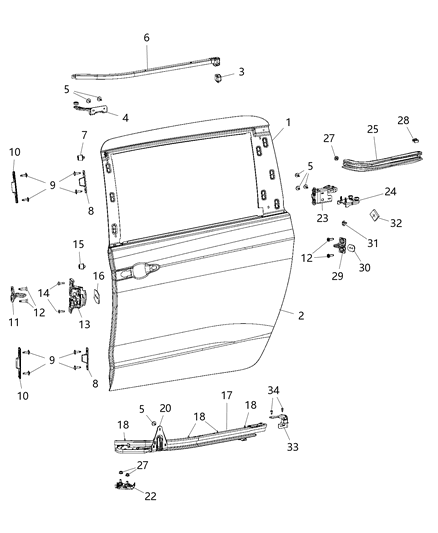 Striker Sliding Door Diagram for 5109832AB