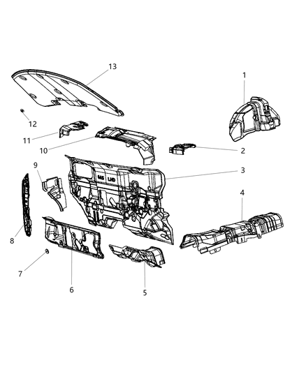 Silencer Fender To Hinge Pillar Diagram for 5178089AB