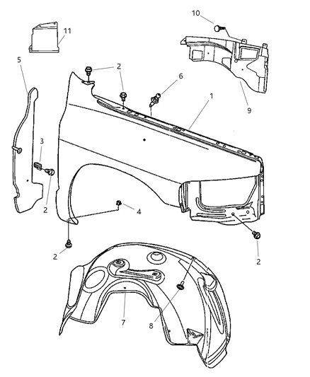Panel Fender Diagram for 55276209AC