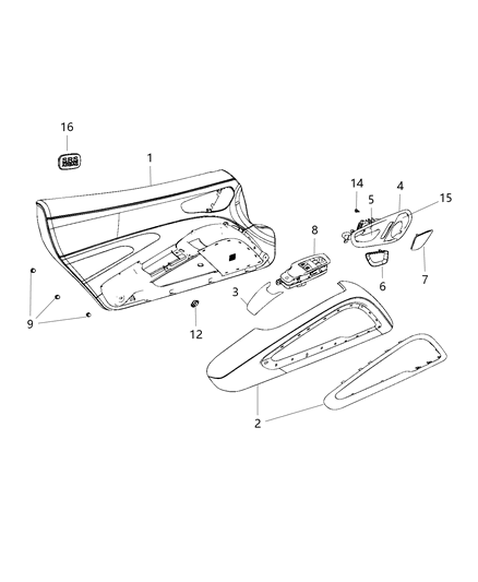 2015 Dodge Viper Panel Front Door Trim Diagram for 5VL751VXAA